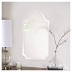 Specchio da parete senza cornice a forma di arco con angoli smerlati – 68,6x40,6 cm, bordo smussato, pronto per essere appeso