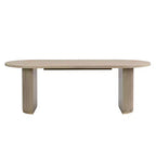 Tavolo da pranzo ovale da 224 cm – Base a doppio piedistallo, 6 posti, venatura del legno naturale, MDF e ferro