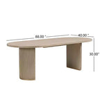 Tavolo da pranzo ovale da 224 cm – Base a doppio piedistallo, 6 posti, venatura del legno naturale, MDF e ferro