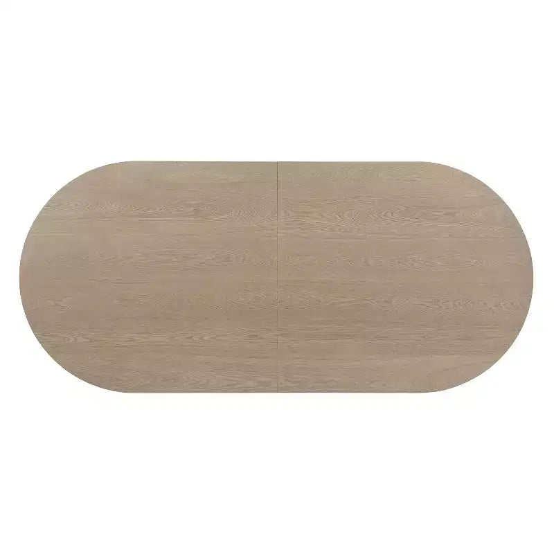 Tavolo da pranzo ovale da 224 cm – Base a doppio piedistallo, 6 posti, venatura del legno naturale, MDF e ferro