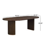 Tavolo da pranzo ovale da 224 cm – Base a doppio piedistallo, 6 posti, venatura del legno naturale, MDF e ferro