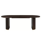 Tavolo da pranzo ovale da 224 cm – Base a doppio piedistallo, 6 posti, venatura del legno naturale, MDF e ferro
