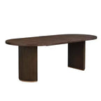 Tavolo da pranzo ovale da 224 cm – Base a doppio piedistallo, 6 posti, venatura del legno naturale, MDF e ferro