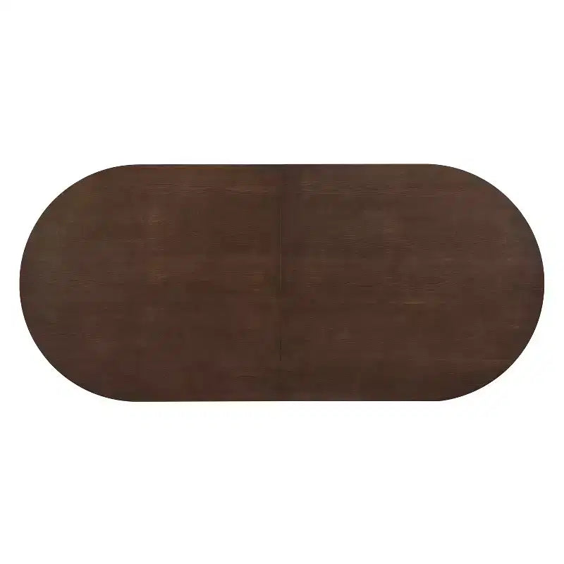 Tavolo da pranzo ovale da 224 cm – Base a doppio piedistallo, 6 posti, venatura del legno naturale, MDF e ferro