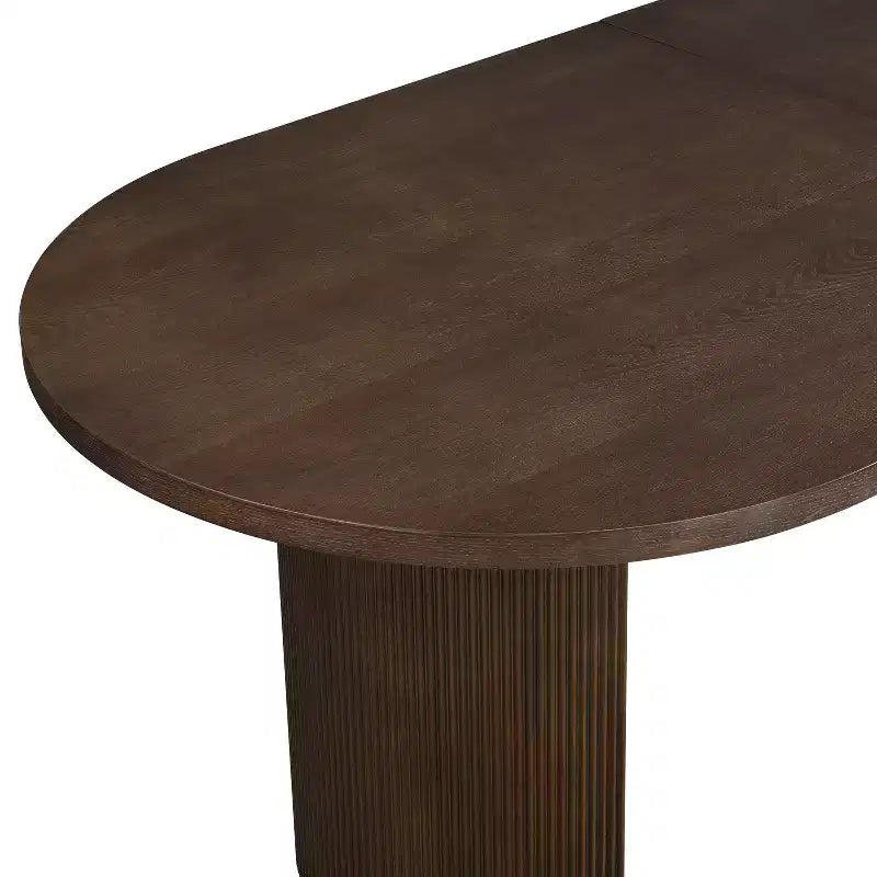 Tavolo da pranzo ovale da 224 cm – Base a doppio piedistallo, 6 posti, venatura del legno naturale, MDF e ferro