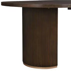 Tavolo da pranzo ovale da 224 cm – Base a doppio piedistallo, 6 posti, venatura del legno naturale, MDF e ferro