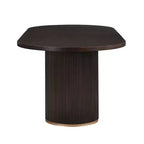 Tavolo da pranzo ovale da 224 cm – Base a doppio piedistallo, 6 posti, venatura del legno naturale, MDF e ferro