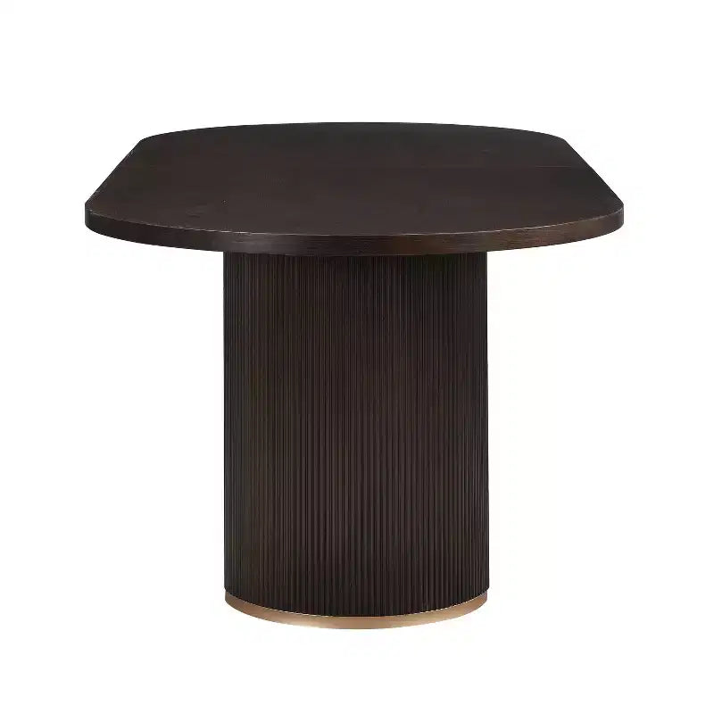 Tavolo da pranzo ovale da 224 cm – Base a doppio piedistallo, 6 posti, venatura del legno naturale, MDF e ferro