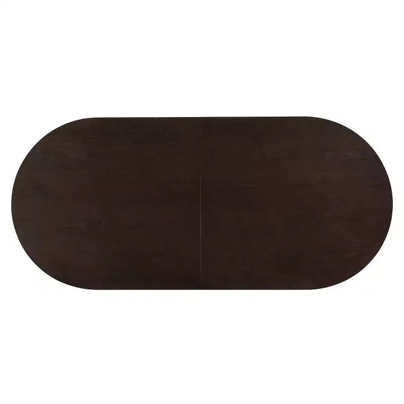 Tavolo da pranzo ovale da 224 cm – Base a doppio piedistallo, 6 posti, venatura del legno naturale, MDF e ferro