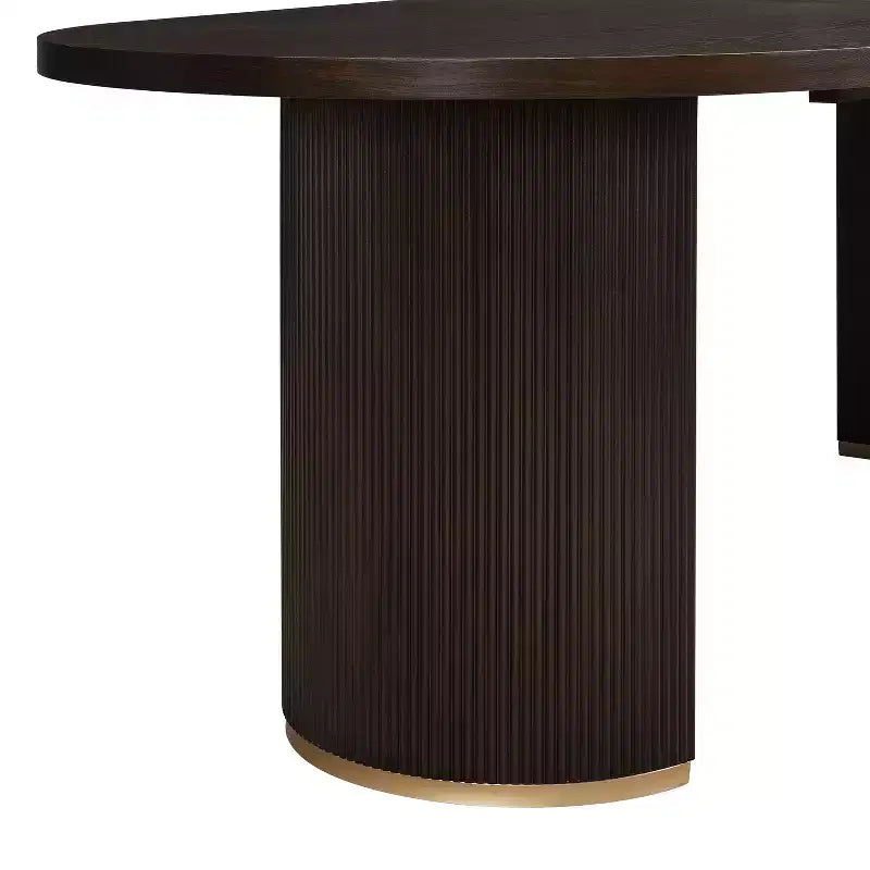 Tavolo da pranzo ovale da 224 cm – Base a doppio piedistallo, 6 posti, venatura del legno naturale, MDF e ferro