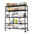 Karl Home Heavy Duty Storage Adjustable Metal Shelves 55.12inch W Wire Shelving Unit With Wheels 3200LBS NSF