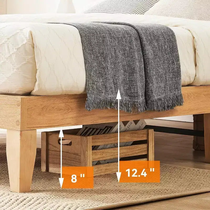 Struttura Letto con Testiera in Rattan Naturale, Letto a Piattaforma Queen con Luci, Base Materasso, Senza Rumore