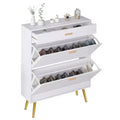 Karl Home 2 Flip Drawers and 1 Sorage Drawer White Particle Board 22.83in. W Shoe Cabinet