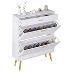 Karl Home 2 Flip Drawers and 1 Sorage Drawer White Particle Board 22.83in. W Shoe Cabinet