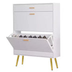 Scarpiera Bianca con 2 Ante a Ribalta e 1 Cassetto – Contiene 16 Paia, 80 cm L
