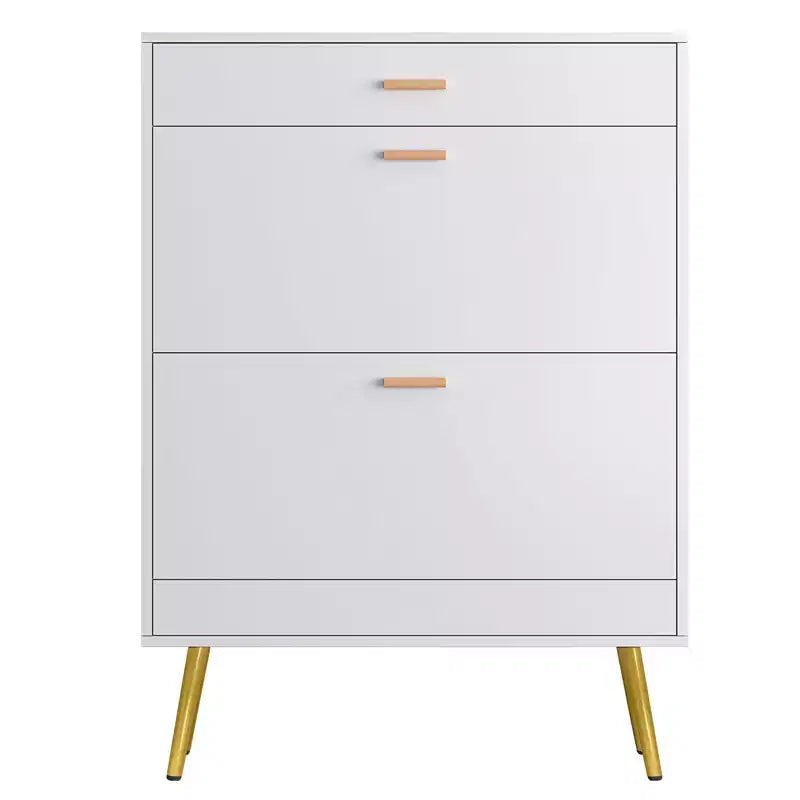 Scarpiera Bianca con 2 Ante a Ribalta e 1 Cassetto – Contiene 16 Paia, 80 cm L