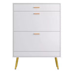 Scarpiera Bianca con 2 Ante a Ribalta e 1 Cassetto – Contiene 16 Paia, 80 cm L