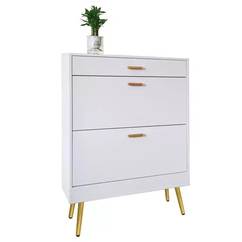 Scarpiera Bianca con 2 Ante a Ribalta e 1 Cassetto – Contiene 16 Paia, 80 cm L