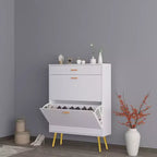 Scarpiera Bianca con 2 Ante a Ribalta e 1 Cassetto – Contiene 16 Paia, 80 cm L