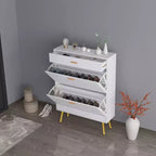 Scarpiera Bianca con 2 Ante a Ribalta e 1 Cassetto – Contiene 16 Paia, 80 cm L