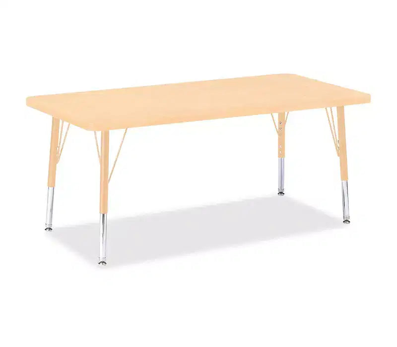 Jonti-Craft Berries Adult Height Maple Top/Edge Rectangle Table (24 x 48) in Beige