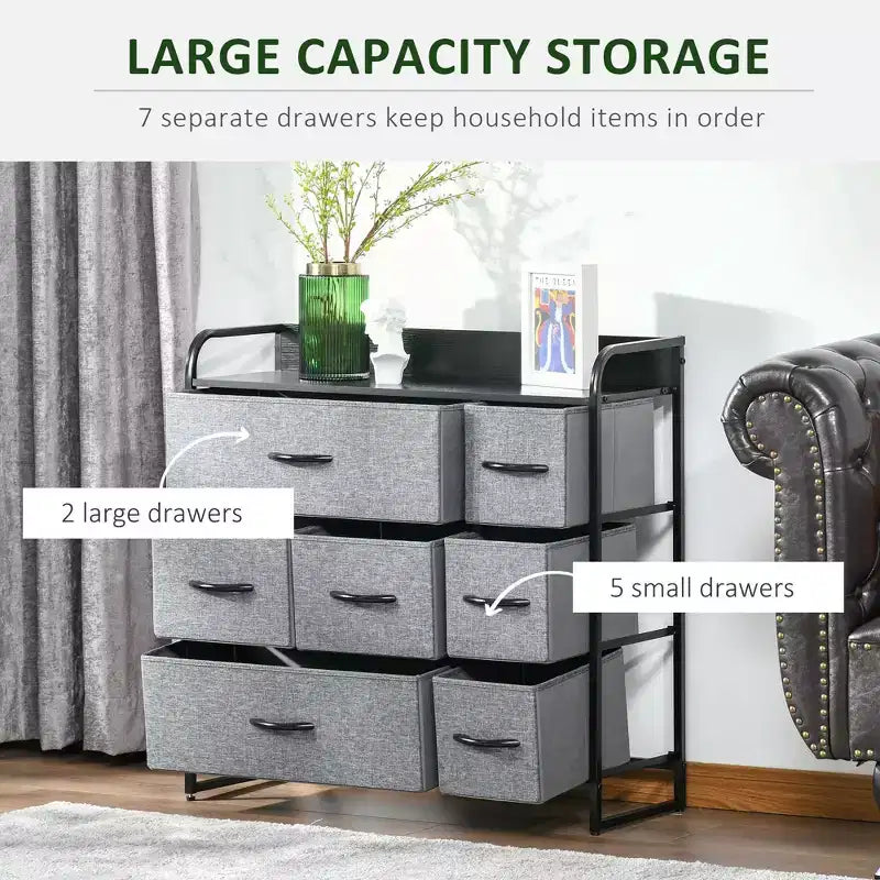 Cassettiera Okak per camera da letto con 5 cassetti, mobile contenitore con cassetti in tessuto rimovibili, struttura in acciaio per armadio, comodino, lavanderia, ingresso