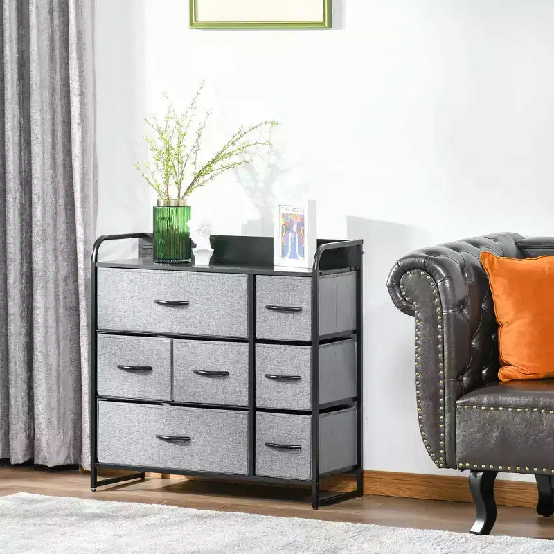 Cassettiera Okak per camera da letto con 5 cassetti, mobile contenitore con cassetti in tessuto rimovibili, struttura in acciaio per armadio, comodino, lavanderia, ingresso