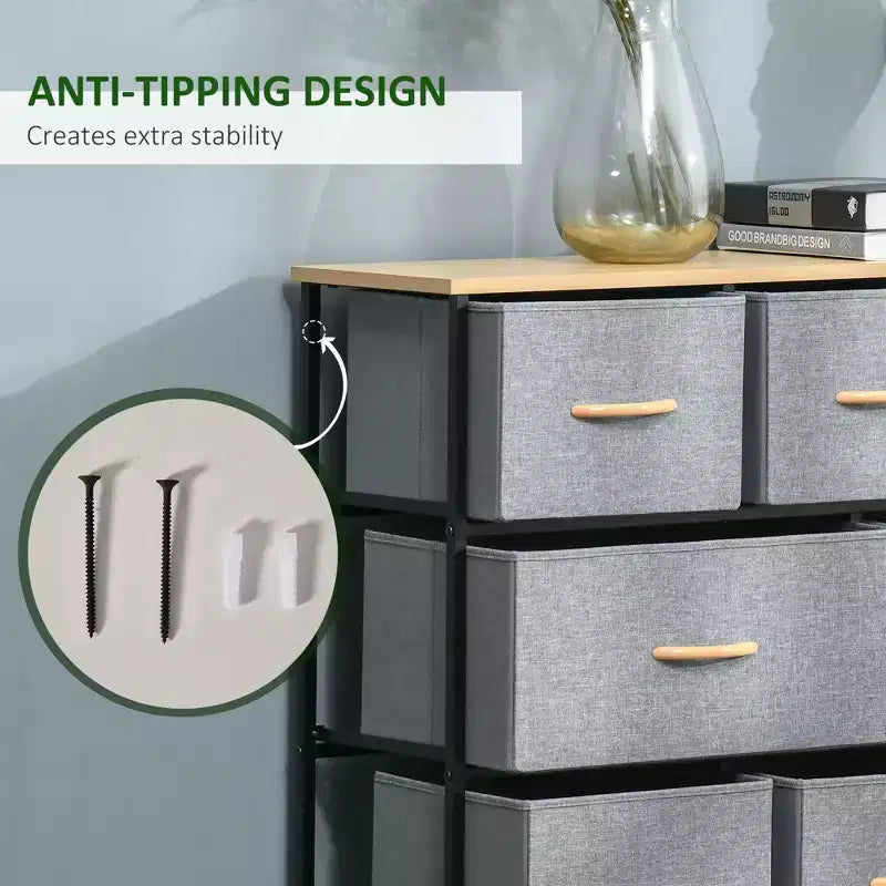 Cassettiera Okak per camera da letto con 5 cassetti, mobile contenitore con cassetti in tessuto rimovibili, struttura in acciaio per armadio, comodino, lavanderia, ingresso