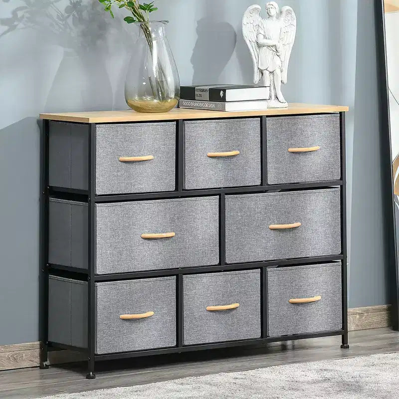 Cassettiera Okak per camera da letto con 5 cassetti, mobile contenitore con cassetti in tessuto rimovibili, struttura in acciaio per armadio, comodino, lavanderia, ingresso