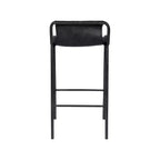 Sgabello da bancone in pelle vegana nera – Struttura in ferro nero opaco, seduta da 67,3 cm, stile contemporaneo