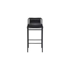 Sgabello da bancone in pelle vegana nera – Struttura in ferro nero opaco, seduta da 67,3 cm, stile contemporaneo