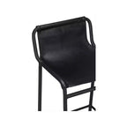 Sgabello da bancone in pelle vegana nera – Struttura in ferro nero opaco, seduta da 67,3 cm, stile contemporaneo