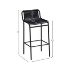 Sgabello da bancone in pelle vegana nera – Struttura in ferro nero opaco, seduta da 67,3 cm, stile contemporaneo