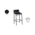 Sgabello da bancone in pelle vegana nera – Struttura in ferro nero opaco, seduta da 67,3 cm, stile contemporaneo