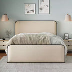 Letto Matrimoniale/King Size con Struttura a Piattaforma – Testiera e Pediera Curve, Doghe in Metallo, Contenitore