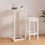 Tavolo da Bar Quadrato in Pino Massiccio Bianco, 60 cm x 110 cm, per Interni/Esterni, Resistente al Calore