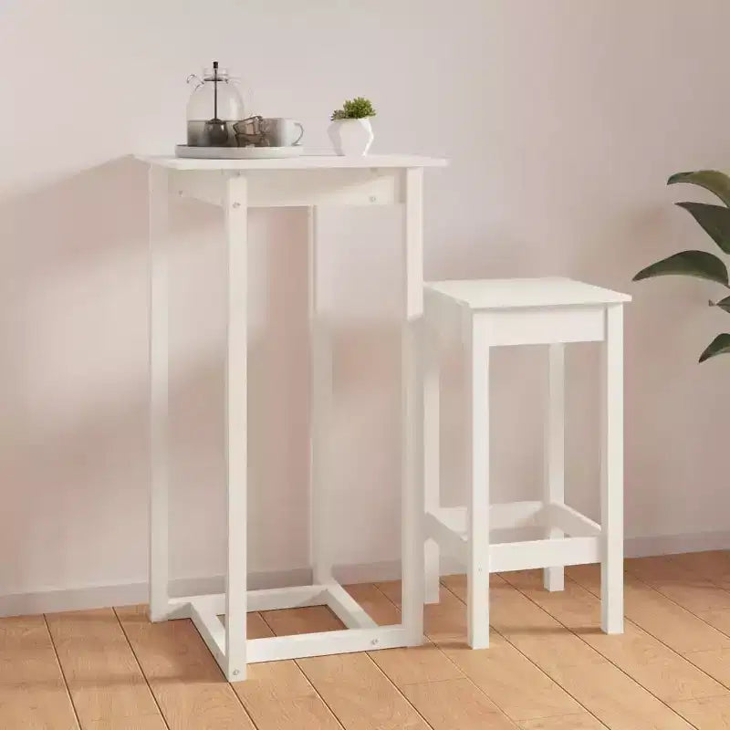 Tavolo da Bar Quadrato in Pino Massiccio Bianco, 60 cm x 110 cm, per Interni/Esterni, Resistente al Calore