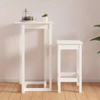 Tavolo da Bar Quadrato in Pino Massiccio Bianco, 60 cm x 110 cm, per Interni/Esterni, Resistente al Calore