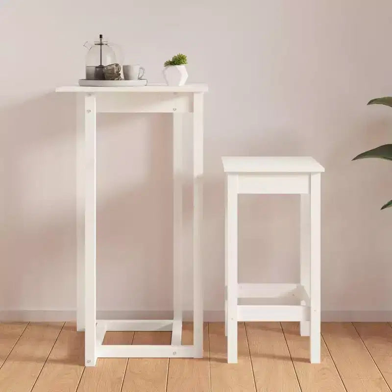 Tavolo da Bar Quadrato in Pino Massiccio Bianco, 60 cm x 110 cm, per Interni/Esterni, Resistente al Calore
