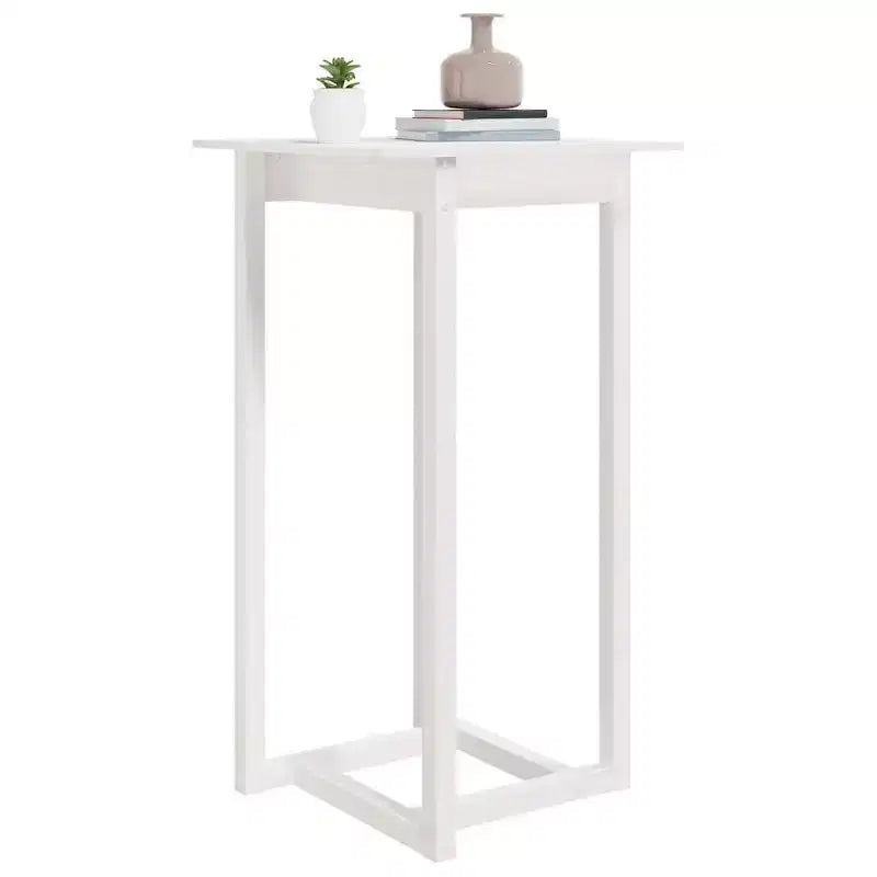 Tavolo da Bar Quadrato in Pino Massiccio Bianco, 60 cm x 110 cm, per Interni/Esterni, Resistente al Calore
