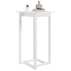Tavolo da Bar Quadrato in Pino Massiccio Bianco, 60 cm x 110 cm, per Interni/Esterni, Resistente al Calore