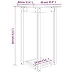 Tavolo da Bar Quadrato in Pino Massiccio Bianco, 60 cm x 110 cm, per Interni/Esterni, Resistente al Calore