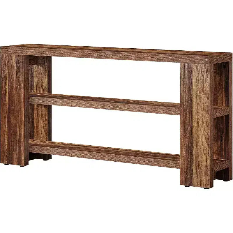 Consolle da 180 cm a 3 livelli extra lunga, tavolo da divano stretto in legno dietro al divano, tavolo d'ingresso in stile rustico per soggiorno, corridoio