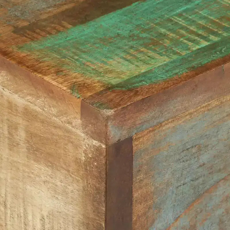 Tavolino in legno massello di recupero 11.8x11.8x13" – Rustico fatto a mano con base in ferro