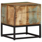 Tavolino in legno massello di recupero 11.8x11.8x13" – Rustico fatto a mano con base in ferro