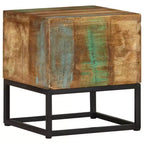 Tavolino in legno massello di recupero 11.8x11.8x13" – Rustico fatto a mano con base in ferro