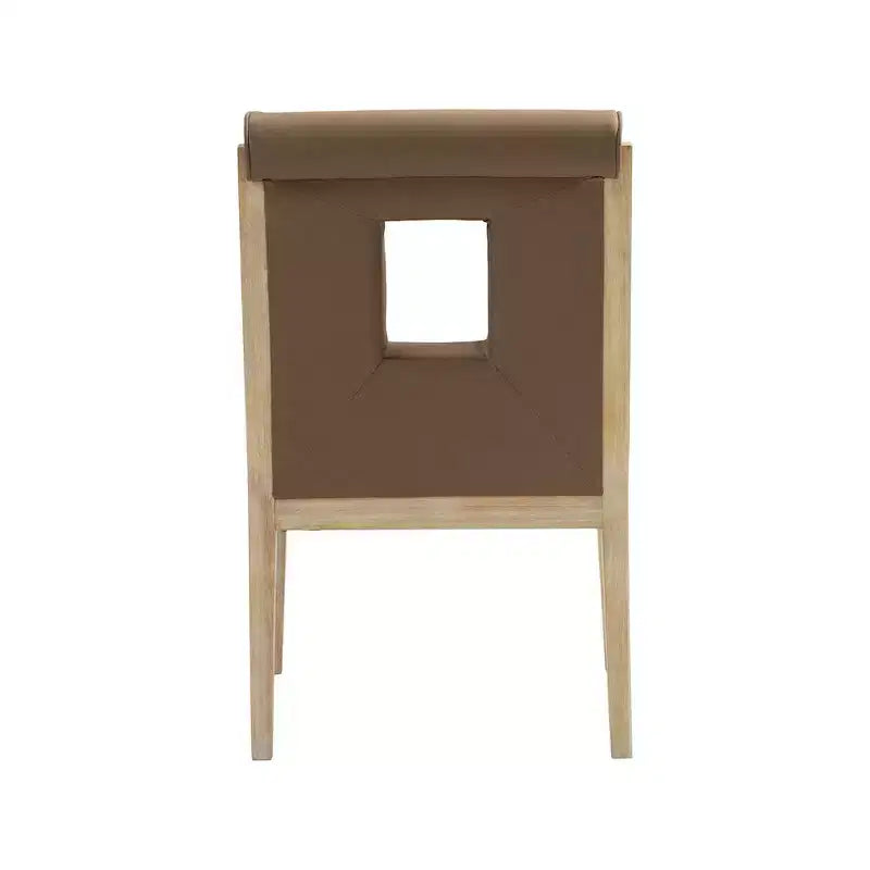 Sedia da pranzo con braccioli in pelle vegana nera – Struttura in legno di quercia, Stile moderno di metà secolo, Schienale alto