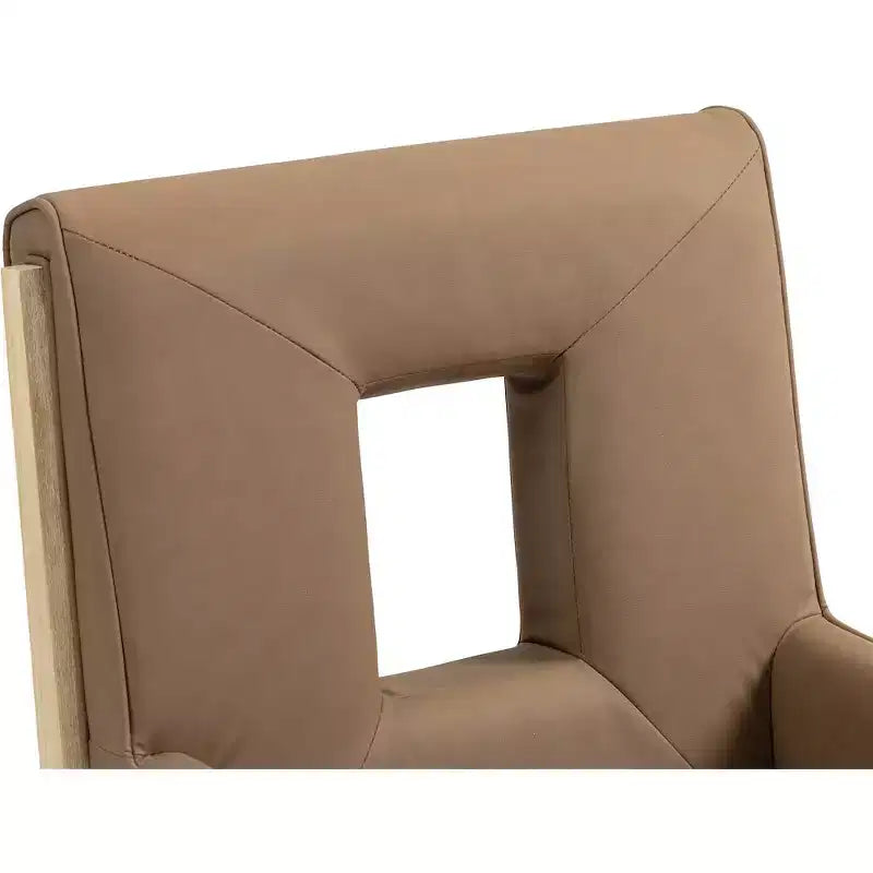 Sedia da pranzo con braccioli in pelle vegana nera – Struttura in legno di quercia, Stile moderno di metà secolo, Schienale alto
