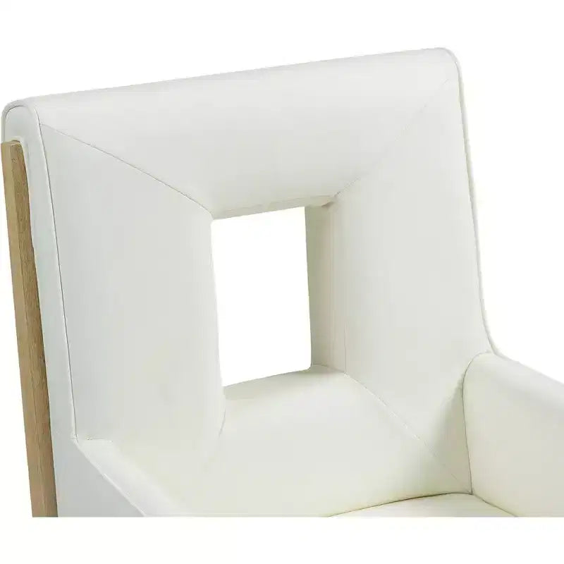Sedia da pranzo con braccioli in pelle vegana nera – Struttura in legno di quercia, Stile moderno di metà secolo, Schienale alto