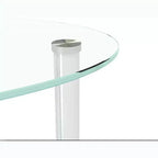 Tavolino da caffè ovale moderno con piano in vetro e gambe in rovere - 89,94x50,01x45,01 cm - Capacità di carico 100 kg